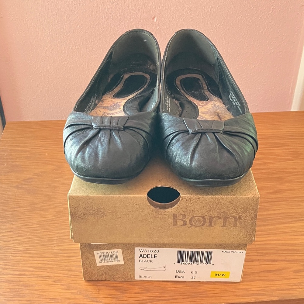 Born Women's Black Leather Flats